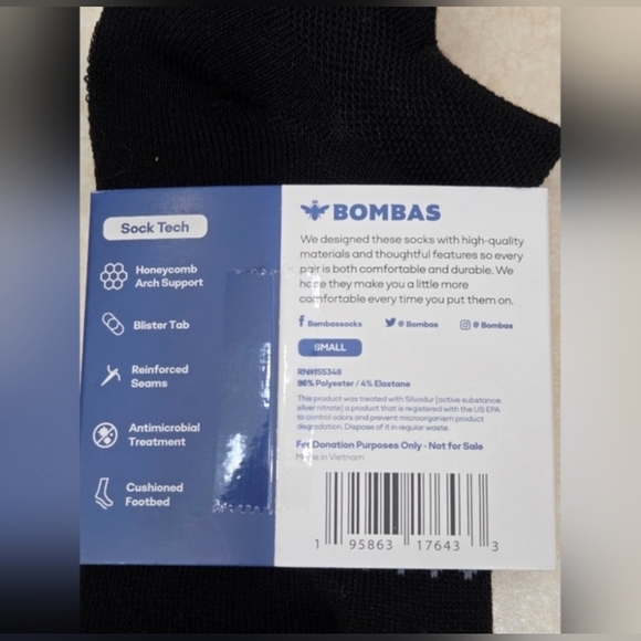 Bombas Ankle Socks Small 6 Pair Womens Honeycomb Black/Grey BNWT - Picture 14 of 15